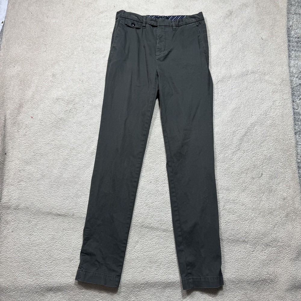 Ted Baker Pants Mens 28R Gray Slim Fit Chino Dress Trousers Flat Front Casual